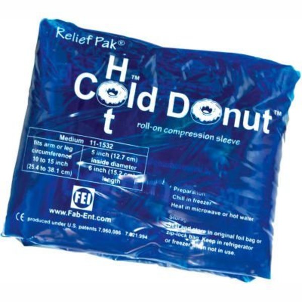 Fabrication Enterprises Relief Pak® Cold n' Hot® Donut® Compression Sleeve, Medium, 10/Case 11-1532-10